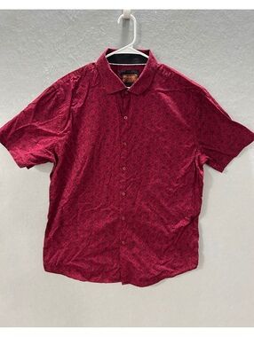 Consequence Red With Black Floral Short Sleeve Shirt Mens XL